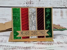 Merry Christmas Greeting Card Kit 30 Lot of 4, Handmade, Embossed Foil 