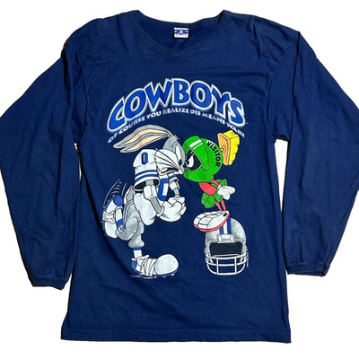 Vintage 90s Dallas Cowboys Bugs Bunny Marvin the Martian Looney Tunes NFL LS Tee