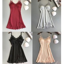 Sexy Lace Women Lingerie Satin Silk Nightdress Ladies Sleepwear Wrap Dress Robe