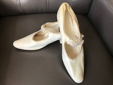 Victorian,1800  s Bridal ivory shoes, with beads, ornamental strap, Louis heel