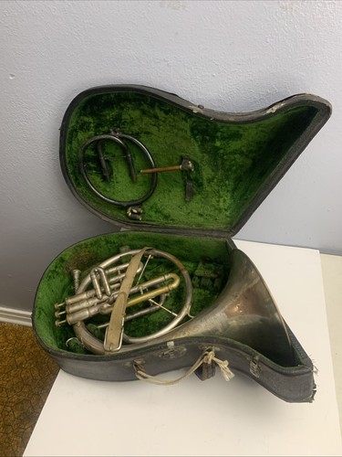 Columbia Harry B Jay Piston Valve French Horn Case Mellophone Instrument Antique