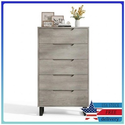 Tall Dresser with 5 Drawers Freestanding Storage Chest for Bedroom, Living Room