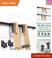 High Capacity 8FT Sliding Ladder Hardware - Lightweight Aluminum & Brake Wheel