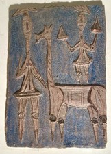 Mid Century Keramik Wandplatte Picasso Era Objekt signiert