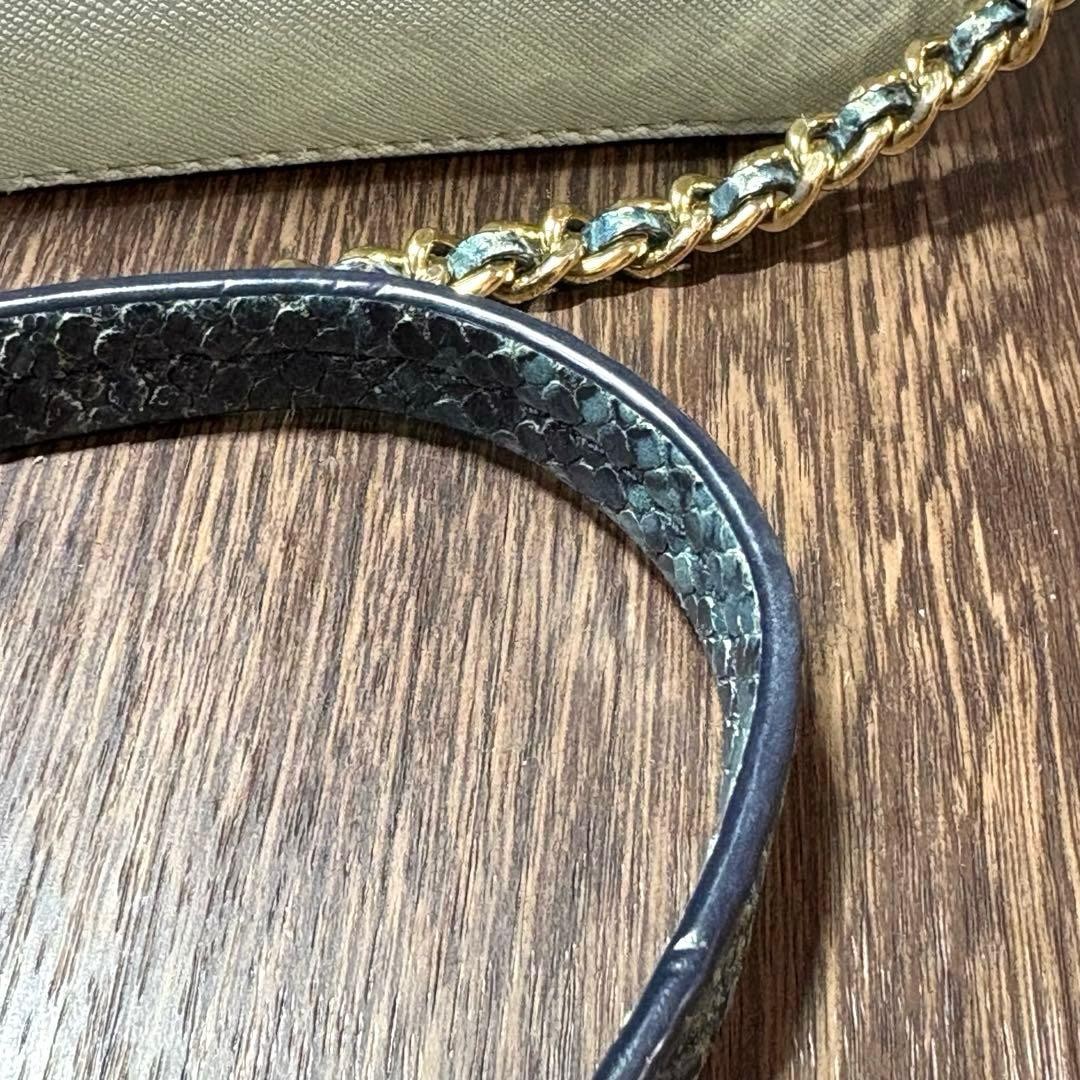 Tory Burch Shoulder Bag Python Pattern Chain Blue… - image 11