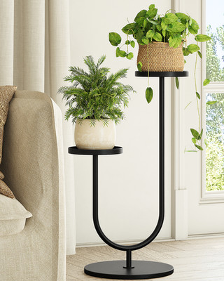 Bamworld Outdoor Plant Stand Metal Plant Stand Indoor Corner Plant Stand 2 Tier