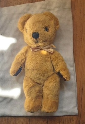 10 Zoll Vintage Gelenk Merrythought Teddybär mit Etikett. Schöner Zustand