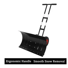 Heavy-Duty Wheeled Snow Plow 42cm Wide Blade  Anti-Wear Plastic Scraper Edge