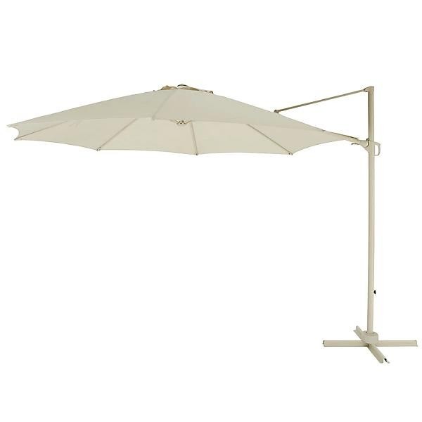 GoodHome Mallorca 3m Parasol - Cream Overhanging Cantilever Umbrella