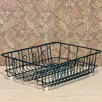 Green Rubber Coated Wire Kitchen Sink Counter Drying Rack 18'' x 14'' Vtg MCM