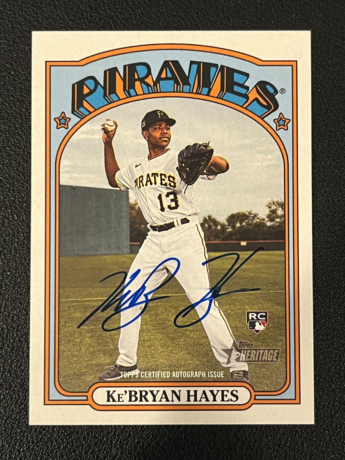 Ke'Bryan Hayes 2021 Topps Heritage Rookie Real One Auto Pirates Reds