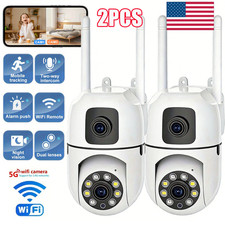 2PCS Dual Lens Outdoor Security Camera 5G WiFi Night Vision PTZ Auto Tracking