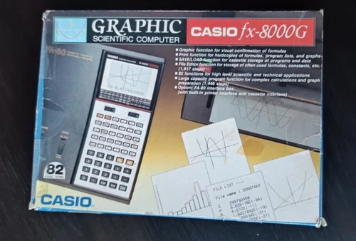 VINTAGE 1987 ELECTRONIC GRAPHIC SCIENTIFIC CALCULATOR CASIO FX-8000 G BOXED