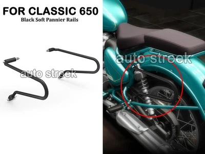 Genuine Royal Enfield Classic 650 Rails De Pannier Souples Noires - Photo 1/4