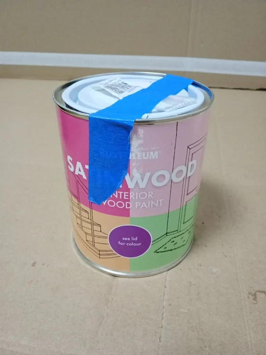 Rust Oleum Blue Satinwood Interior Wood Paint Black Sand 750ml