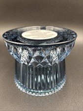 Bath & Body Works Blue Faceted Glass 3-Wick Candle Holder Pedestal