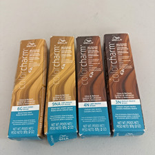 WELLA COLOR CHARM DEMI - Permanent Hair Color 2 oz 6G  9NA  4N  3N 4 PACK 