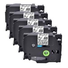 5PK Compatible Brother TZ-S141 TZe-S141 Black on Clear Strong Adhesive Tape