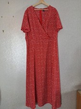 Yisibia Women's Red & White Floral V-neck Maxi Dress 3 XL Split Dress