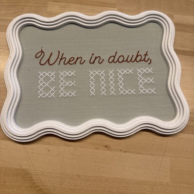 Wall Decor ''When In Doubt, Be Nice'' Embroidery Cross Stitch Canvas Sign