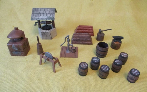 Marx Fort Apache & Ranch Hard Plastic Accessories Nicely Hand Painted