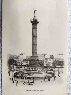 Art Sheet Paris Ernest Le Deley Place de la Bastille Heliotype 1923 14x21 cm