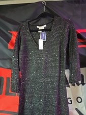 Max Studio Sweater Dress Midi Swoop Neck Long Sleeve Stretch Size L