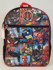 Large Backpack - Marvel Spider-Man Spiderman Collage w/Light 16" School Bag NEW