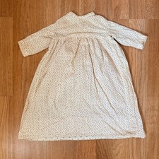 Vintage Antique Dress Red Bow Dot Print Cream Long Sleeve Buttons c. 1900s