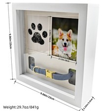 White Pet Memorial Picture Frame, Pet Paw Print Impression Kit For Dogs Cats