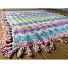 Handmade Crochet Afghan Throw Blanket. Pastel Colors.baby.nursery.Easter51x62