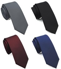 Slim Solid Neckties for Men, 2.5-Inch Skinny Ties, 4-Pack, Dress  Casual Wear