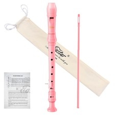 Kids Soprano Recorder German Fingering C Key with Cleaning Kit Pink