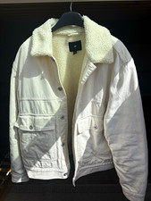 H&M Jeansjacke Gr. L weiß kurz Teddyfutter K...