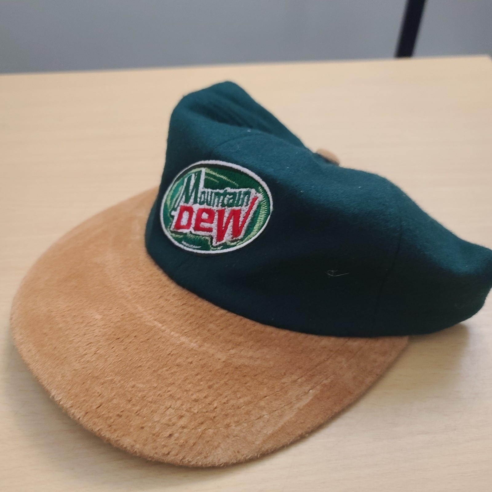 Mountain Dew Baseball Cap Hat Strapback Wood Sued… - image 2