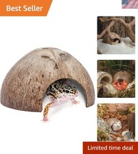 Natural Coconut Hideouts - 2 Pack Secure Hiding Place for Reptiles  Fish