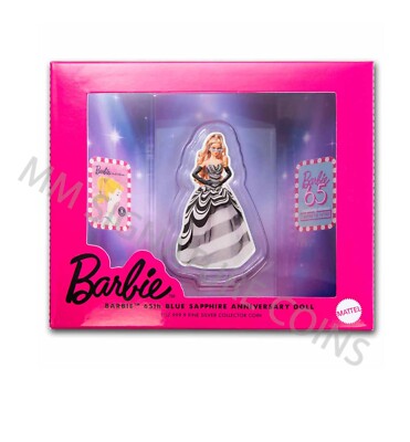 2024 PAMP 1 oz .999 Fine Silver Barbie Coin 65th Blue Sapphire
