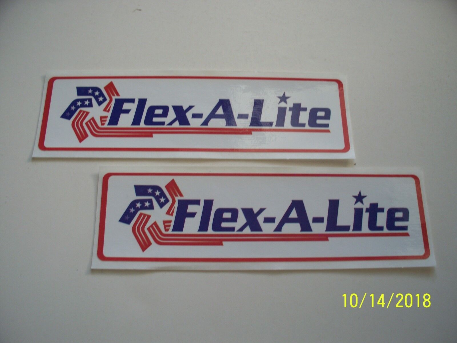 ORIGINAL   DECALS  "  2    Flex - A - Lite  Cooling  Fans  "   1.75 " x  5.75"  