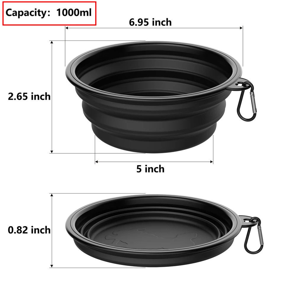 3 cuencos portátiles plegables para mascotas aptos para viajes plegables para gatos perros comida plato de agua Foto 4 de 4