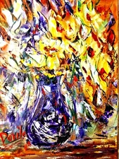 Original "London Melody Floral" impressionistic oil painting by Davila, 11"x14"