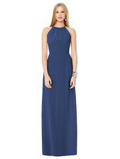 Dessy 8151.....Full Length, Halter, Open Back Dress....Sailor...Size 16....NWT