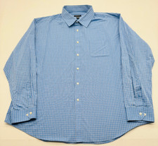 Van Heusen Long Sleeve Button Up Mens 2XL Blue Check Dress Shirt 2340
