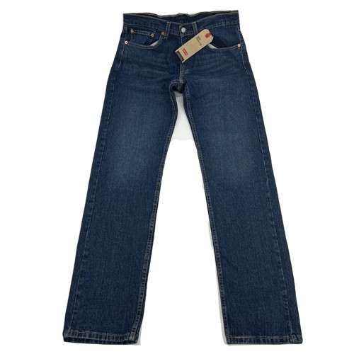 Jeans Levi's 505 para hombre W32 x L34 azul lavado oscuro regular denim recto NUEVO