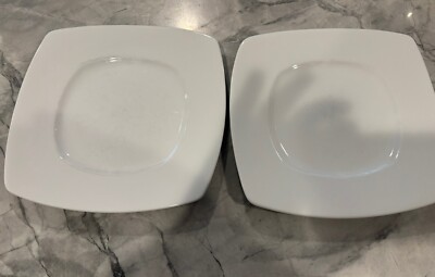 2-PIER New Luminous Porcelain White Square Rounded SALAD PLATES