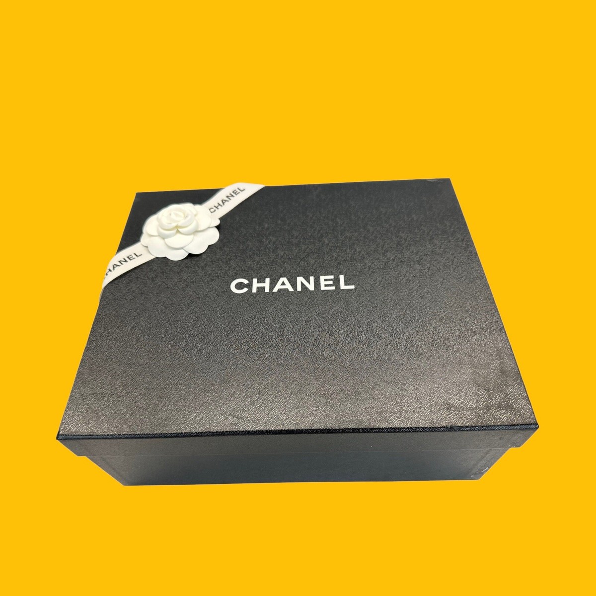 Authentic Chanel Shoe Gift Storage Box w Flower Ribbon Authentic Chanel Shoe Gift Storage Box w Flower Ribbon