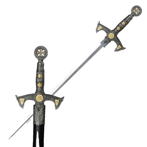 小物 Knights Templar brass sword chain Vintage Masonic Knights Templar Brass & Enamel Sword Chain