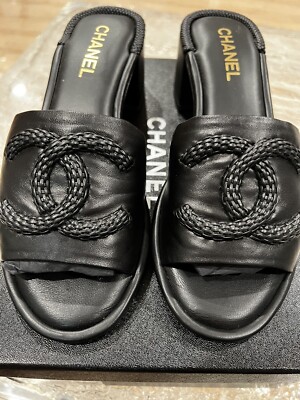 Authentic Chanel Lambskin Leather Mules with Braided CC Size 41 | eBay