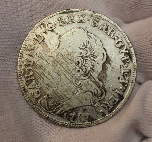 ESTADOS ITALIANOS CARLO EMANUELE III CERDEÑA 1/2 SCUDO/ 3 LIRAS,ITALIAN STATES - Imagen 4 de 5