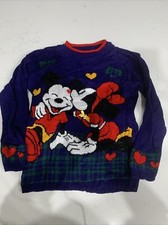 Rare Vintage 80  s Disney Mickey And Minnie Mouse Navy Blue Sweater Size XL 16