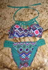 TINIBIKINI Halter Cage Molded Foam Top Low Rise Bikini Swim Suit NEW Jrs S M L